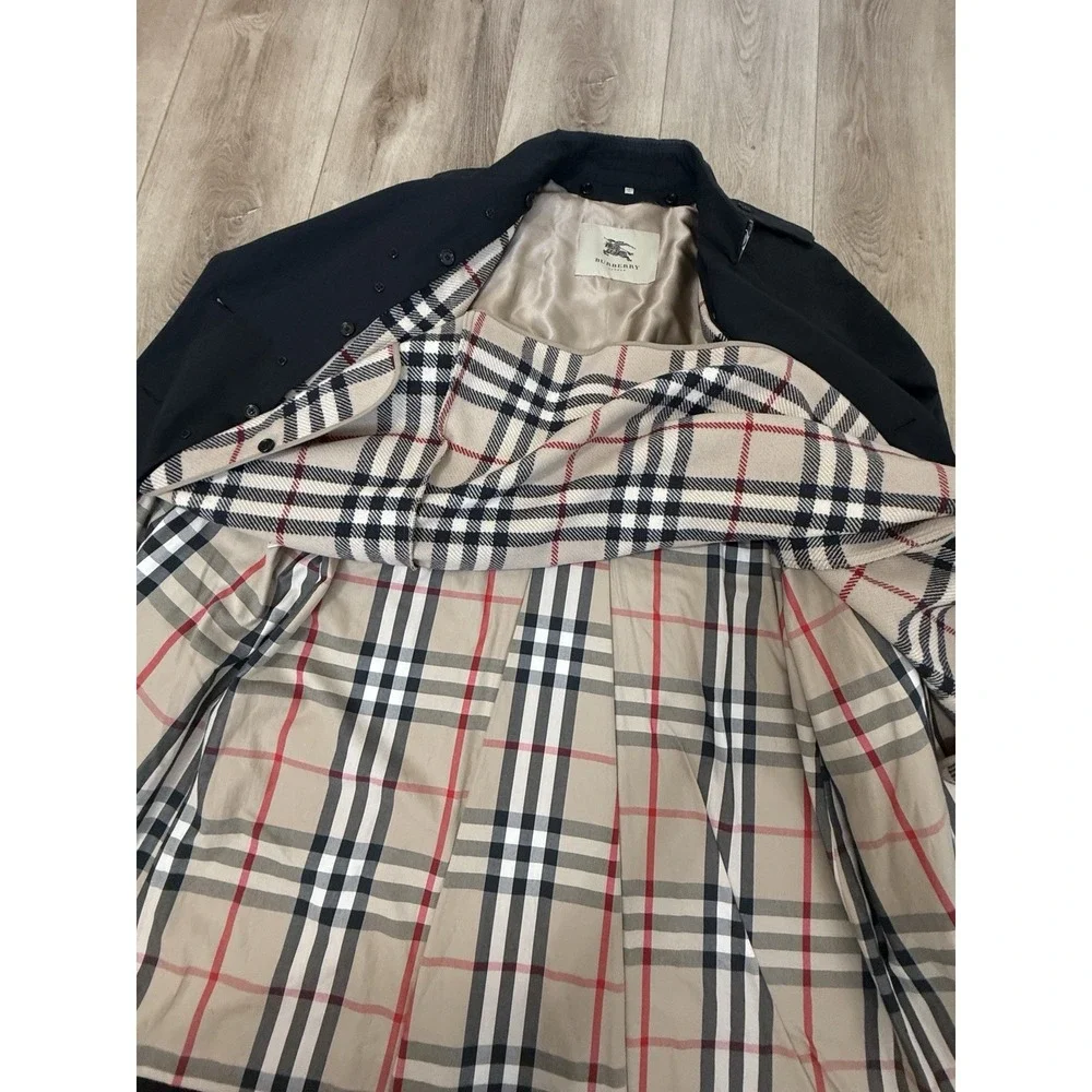 BURBERRY Trench Coat Men's 46 Black NOVA CHECK Detachable Wool Liner FALL 08